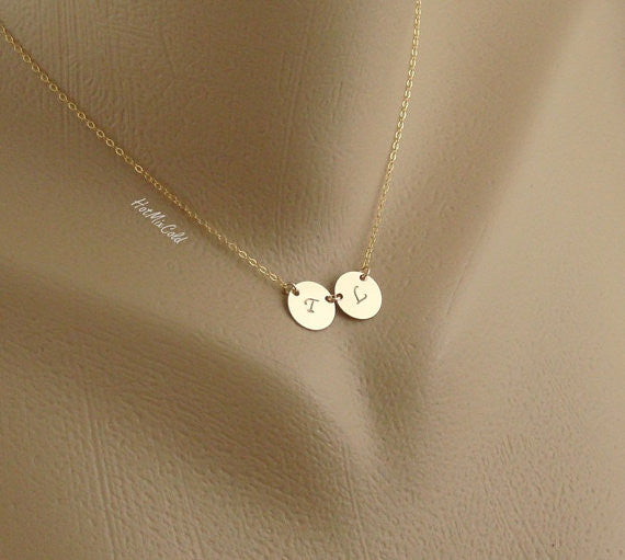 Amazon.com: Personalized TWO Initial Charm Necklace, Couple Monogram Disc  in Silver, Custom Mother Daughter Jewelry, Tiny Disc Jewelry, GOLD, Mom and  Child, Couple Jewelry, Sister, Best friends Necklace : Handmade Products
