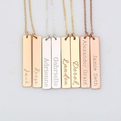 Nameplate 1 Vertical Bar Necklace, 1.25" Bar