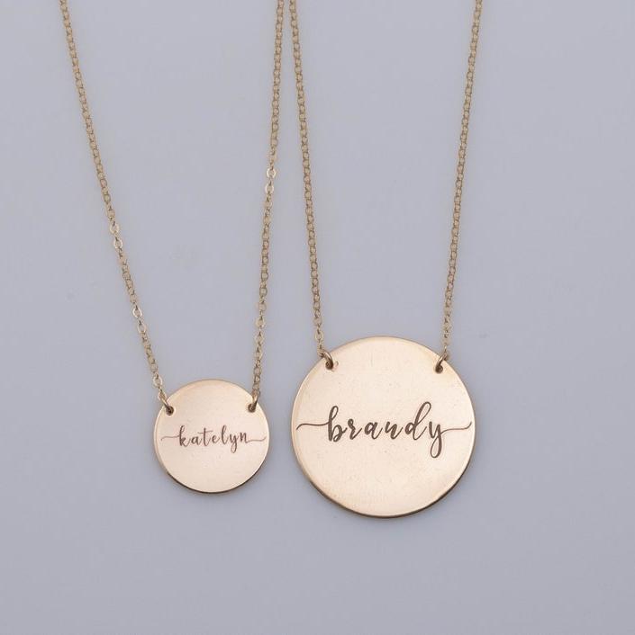 Large Name Necklace, 1" Disc