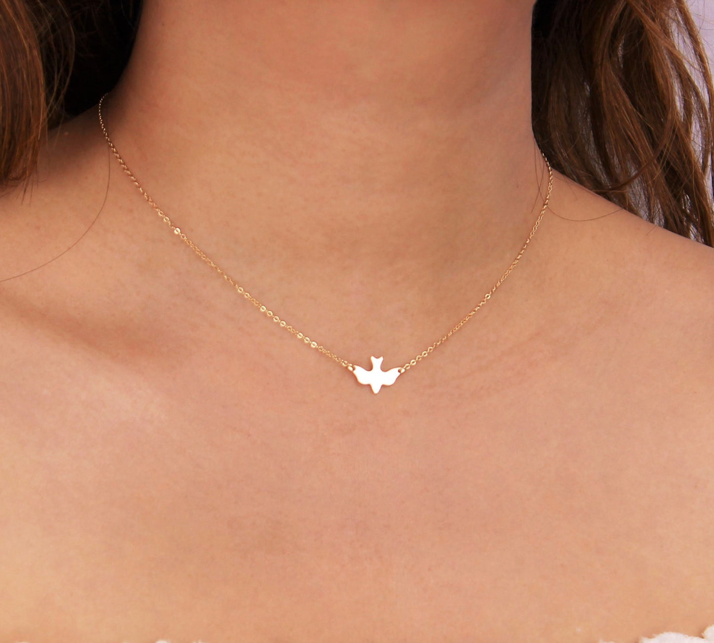 Flying Dove Bird Charm Necklace