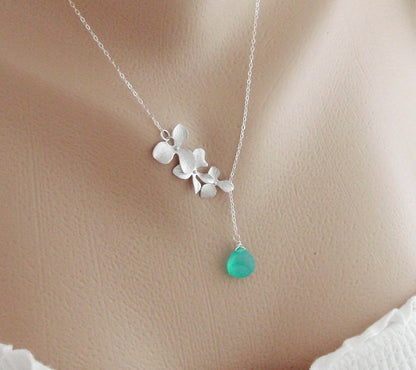 Silver Trio Orchid Lariat