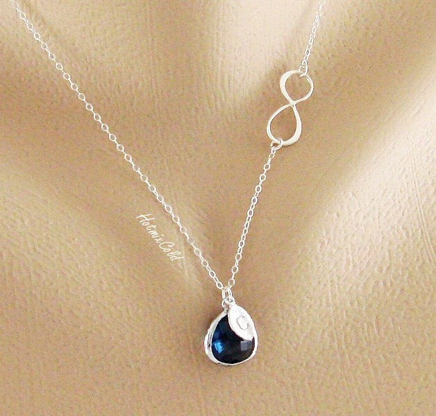 Silver infinity Leaf Bezel Necklace