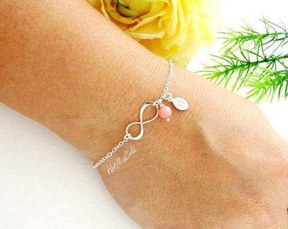 Infinity Birthstone Leaf Bracelet