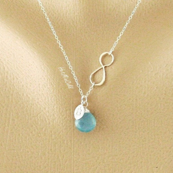 Customized Infinity Leaf Birthstone Necklace