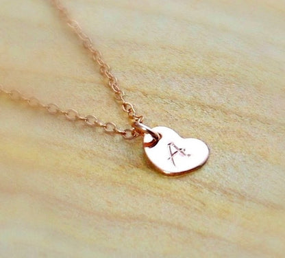 Tiny Initial Heart Necklace