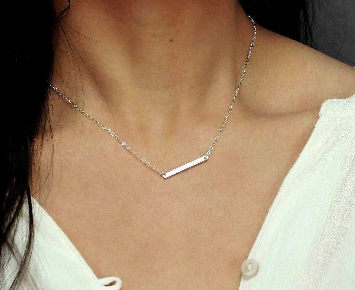 Short Skinny Horizontal Bar Necklace