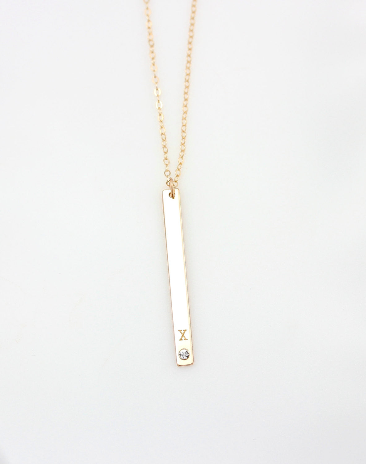 Long Skinny Vertical Bar Crystal Necklace