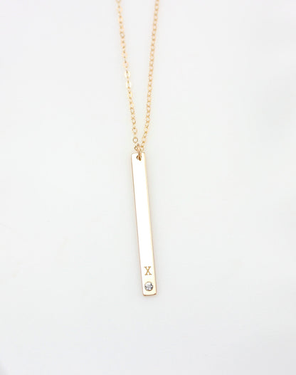 Long Skinny Vertical Bar Crystal Necklace