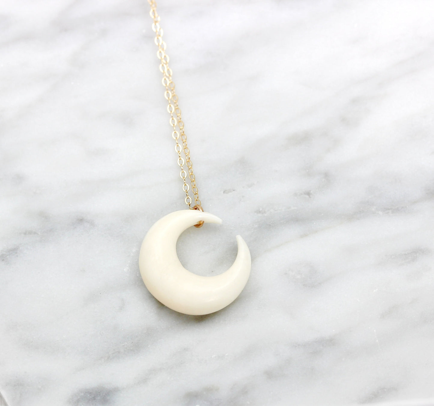 Small Crescent Moon Tusk Necklace